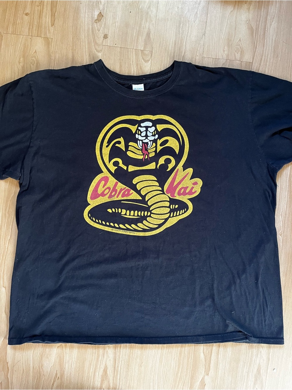 Y2k graphic tee Cobra Kai Black Graphic Tee with Yellow & Red Logo 2xl